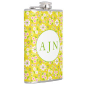 Retro Mod Flowers Yellow & White Monogram Heupfles (Rechts)