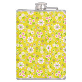 Retro Mod Flowers Yellow & White Monogram Heupfles (Achterkant)