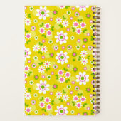Retro Mod Flowers Yellow & White Monogram Notitieboek (Achterkant)