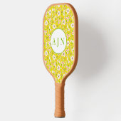 Retro Mod Flowers Yellow & White Monogram Pickleball Paddle (Links)