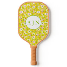 Retro Mod Flowers Yellow & White Monogram