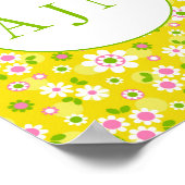 Retro Mod Flowers Yellow & White Monogram Poster (Hoek)