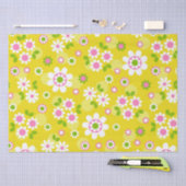Retro Mod Flowers Yellow & White Tissuepapier (Craft)