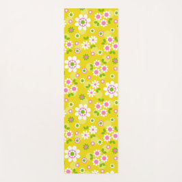 Retro Mod Flowers Yellow & White Yogamat