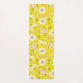 Retro Mod Flowers Yellow & White Yogamat (Achterkant)