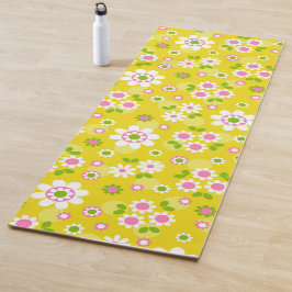 Retro Mod Flowers Yellow & White Yogamat