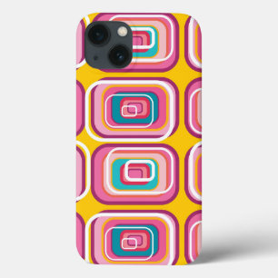 Retro Mod Funky Roze Vierkanten Patroon Hoesje