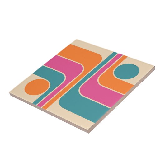 Retro Mod Geometric Design Tegeltje (Zijkant)