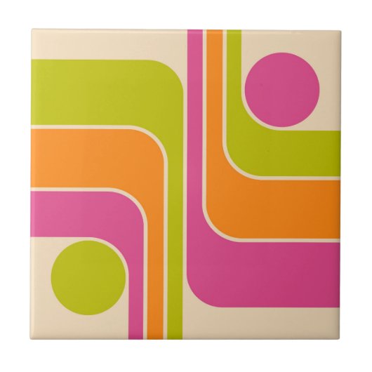 Retro Mod Geometric Design Tegeltje (Voorkant)