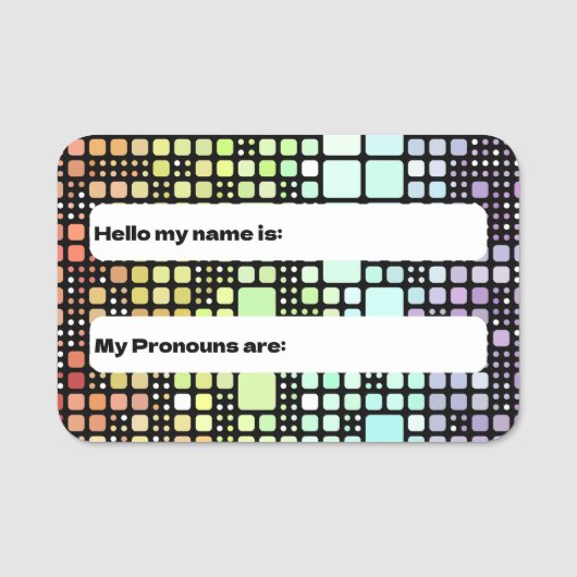 Retro Mod Geometric Groovy Funky Neurogender Pride Naamplaatje (Voorkant)