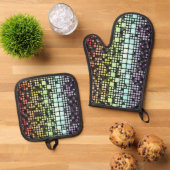 Retro Mod Geometric Groovy Funky Neurogender Pride Ovenwant & Pannenlap Set (Top down)