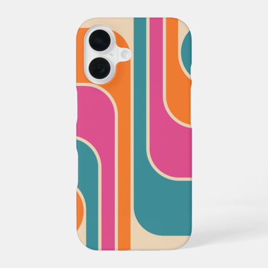 Retro Mod Geometrisch Ontwerp iPhone 16 Hoesje (Achterkant)
