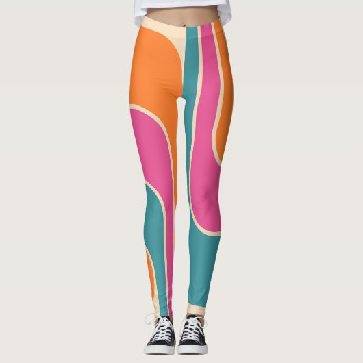 Retro Mod Geometrisch Ontwerp Leggings (Voorkant)