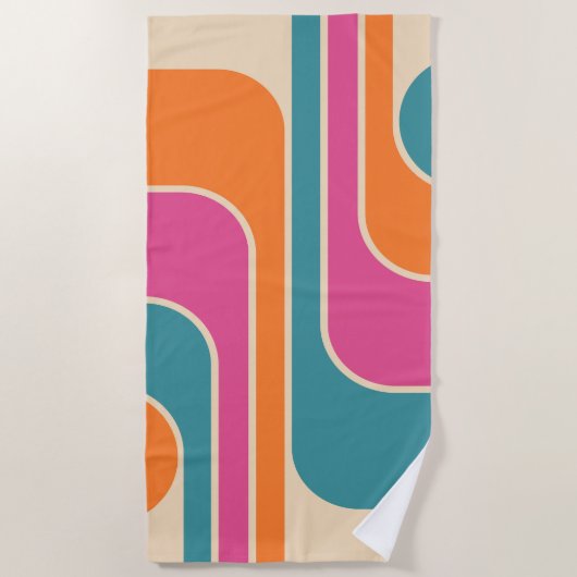 Retro Mod Geometrisch Ontwerp Strandlaken (Voorkant)