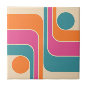 Retro Mod Geometrisch Ontwerp Tegeltje