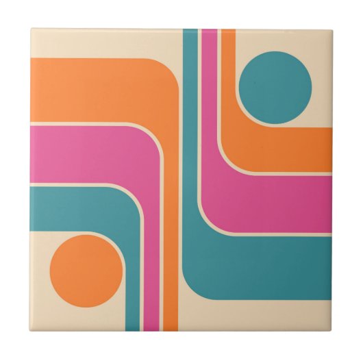 Retro Mod Geometrisch Ontwerp Tegeltje (Voorkant)
