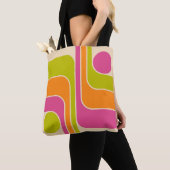 Retro Mod Geometrisch Ontwerp Tote Bag (Dichtbij)