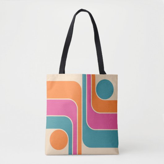 Retro Mod Geometrisch Ontwerp Tote Bag (Voorkant)