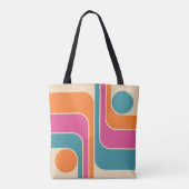Retro Mod Geometrisch Ontwerp Tote Bag (Achterkant)