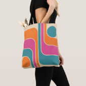 Retro Mod Geometrisch Ontwerp Tote Bag (Dichtbij)