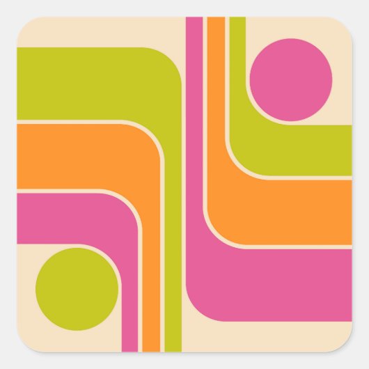 Retro Mod Geometrisch Ontwerp Vierkante Sticker (Voorkant)