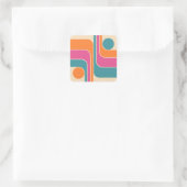 Retro Mod Geometrisch Ontwerp Vierkante Sticker (Tas)