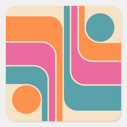 Retro Mod Geometrisch Ontwerp Vierkante Sticker (Voorkant)
