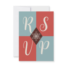 Retro Mod Geometrische Kerst RSVP Kaart