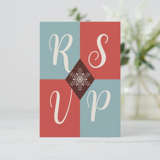 Retro Mod Geometrische Kerst RSVP Kaart (Staand voorkant)