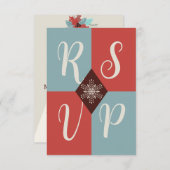 Retro Mod Geometrische Kerst RSVP Kaart (Voorkant / Achterkant)