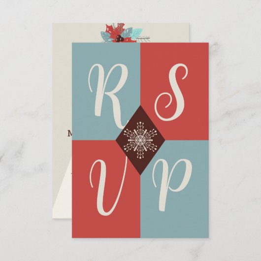 Retro Mod Geometrische Kerst RSVP Kaart (Voorkant / Achterkant)
