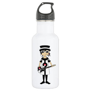 Retro Mod Girl met Guitar Waterfles