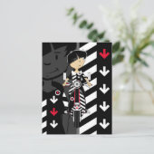 Retro Mod Girl op Scooter-Briefkaart Briefkaart (Staand voorkant)