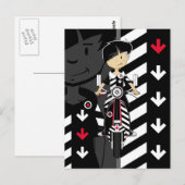 Retro Mod Girl op Scooter-Briefkaart Briefkaart (Voorkant / Achterkant)