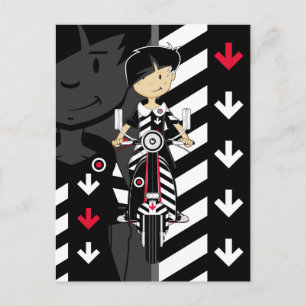 Retro Mod Girl op Scooter-Briefkaart Briefkaart
