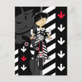 Retro Mod Girl op Scooter-Briefkaart Briefkaart (Voorkant)