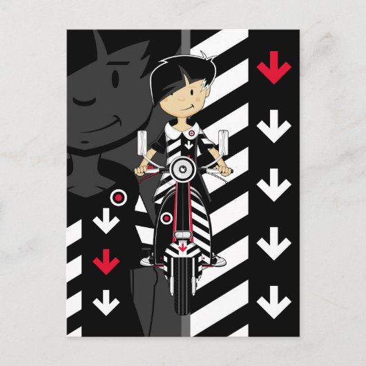 Retro Mod Girl op Scooter-Briefkaart Briefkaart (Voorkant)