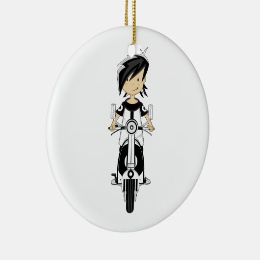 Retro Mod Girl op Scooter Ornament (Rechts)