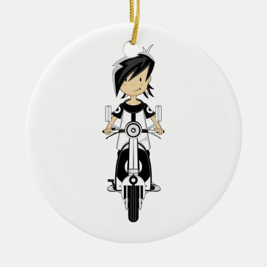 Retro Mod Girl op Scooter Ornament (Voorkant)