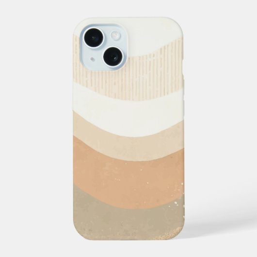 Retro Mod Golven Aards Neutraal Design iPhone 15 Case (Achterkant)