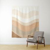 Retro Mod Golven Aards Neutraal Design Wandkleed (In situ)