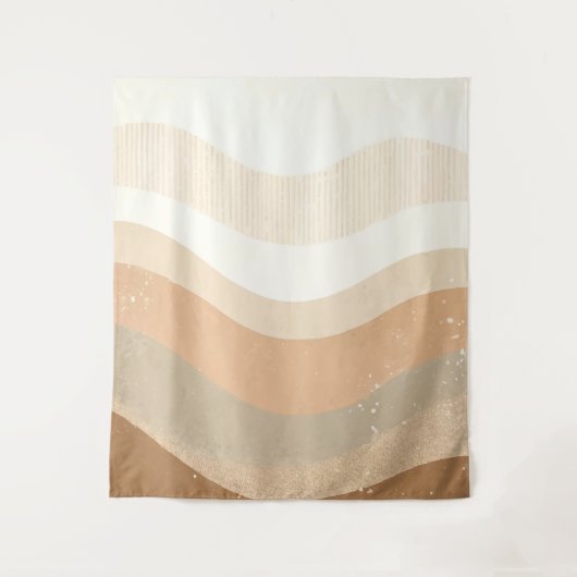 Retro Mod Golven Aards Neutraal Design Wandkleed (Voorkant)