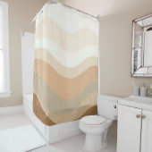 Retro mod golven aards neutraal ontwerp douchegordijn (In situ)
