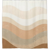 Retro Mod Golven Aardse Neutrale Design Douchegordijn (Voorkant)