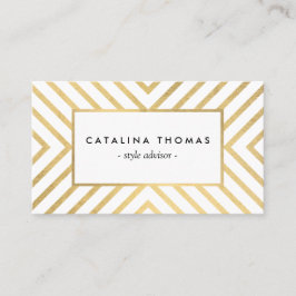 Retro Mod Goud en Wit Patroon Visitekaartje