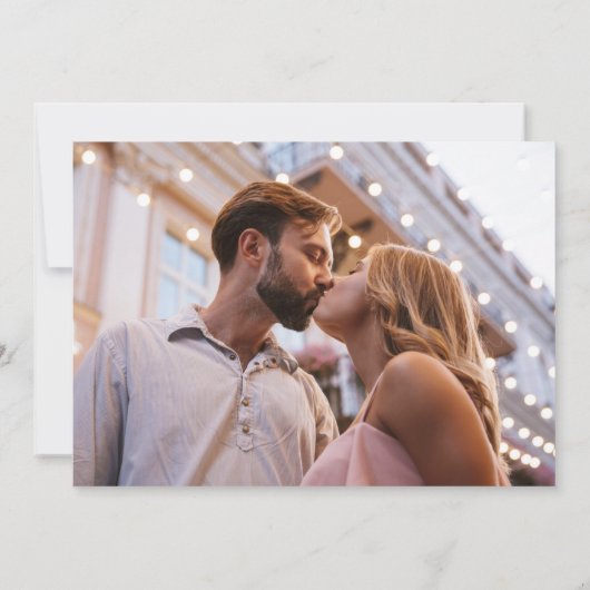 Retro Mod Groovy Roze Rode Foto Save The Date (Achterkant)