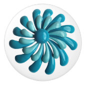 Retro MOD Hippie Blue Crazy Flower Floral Spring Keramische Knop (Voorkant)