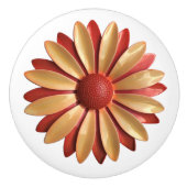 Retro MOD Hippie Sinaasappel Daisy Bloemenveer Keramische Knop (Voorkant)