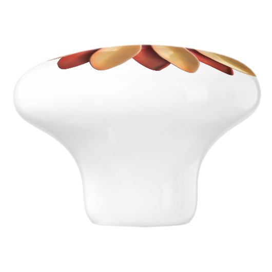 Retro MOD Hippie Sinaasappel Daisy Bloemenveer Keramische Knop (Zijkant)