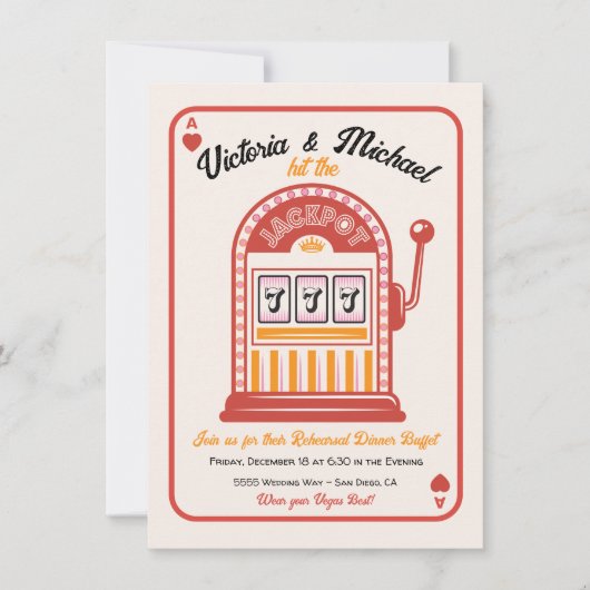 Retro Mod Hit de Jackpot Slot Machine Party Kaart (Voorkant)